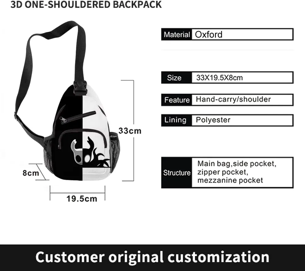 Hollow Knight Merch Backpack Three-piece Sets Casual Fashion Kpop Bags Travel Daypacks (Multicolor-Suit)