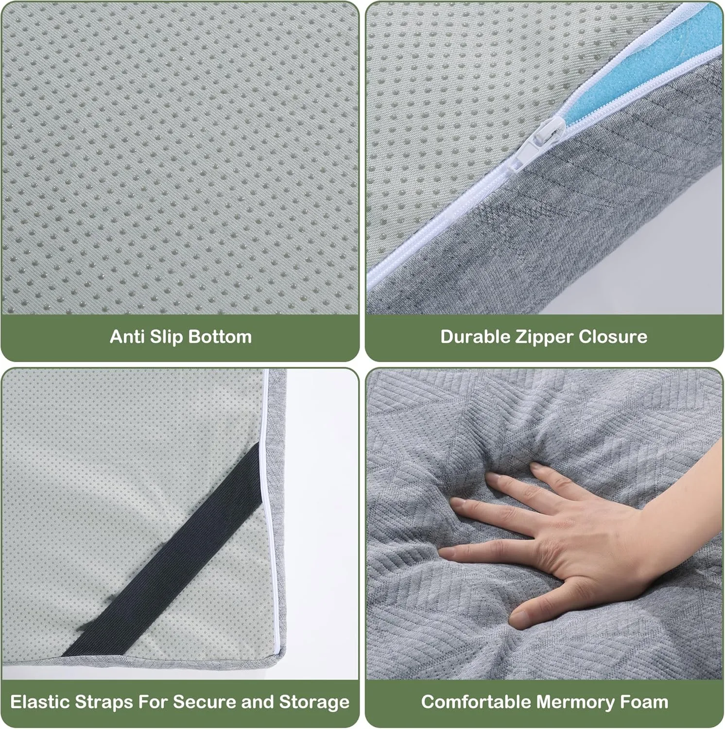 HOMBYS 3 Inch Thick Memory Foam Camping Mattress for Outdoor Sleeping, Roll Up Porable Camping Pad Mat with Knitted Cover for Travel Truck Bed Tent