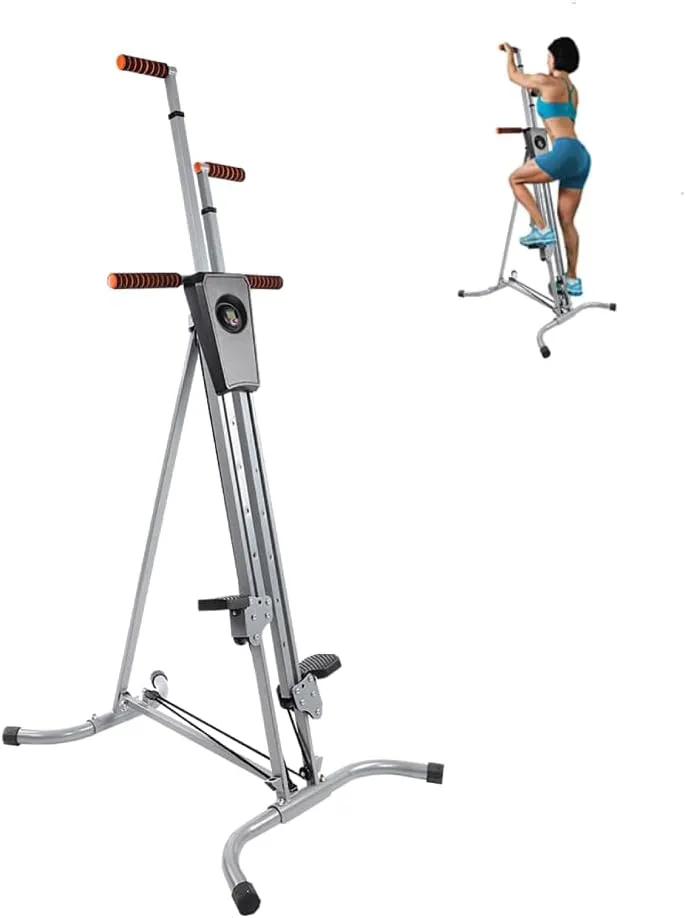 Home Climber Vertical Full Body Workout Fitness Climbing Cardio Exercise Machine, Steel Frame Heavy Duty Vertical Climber Fitness Climbing Cardio Machine Home Stepper