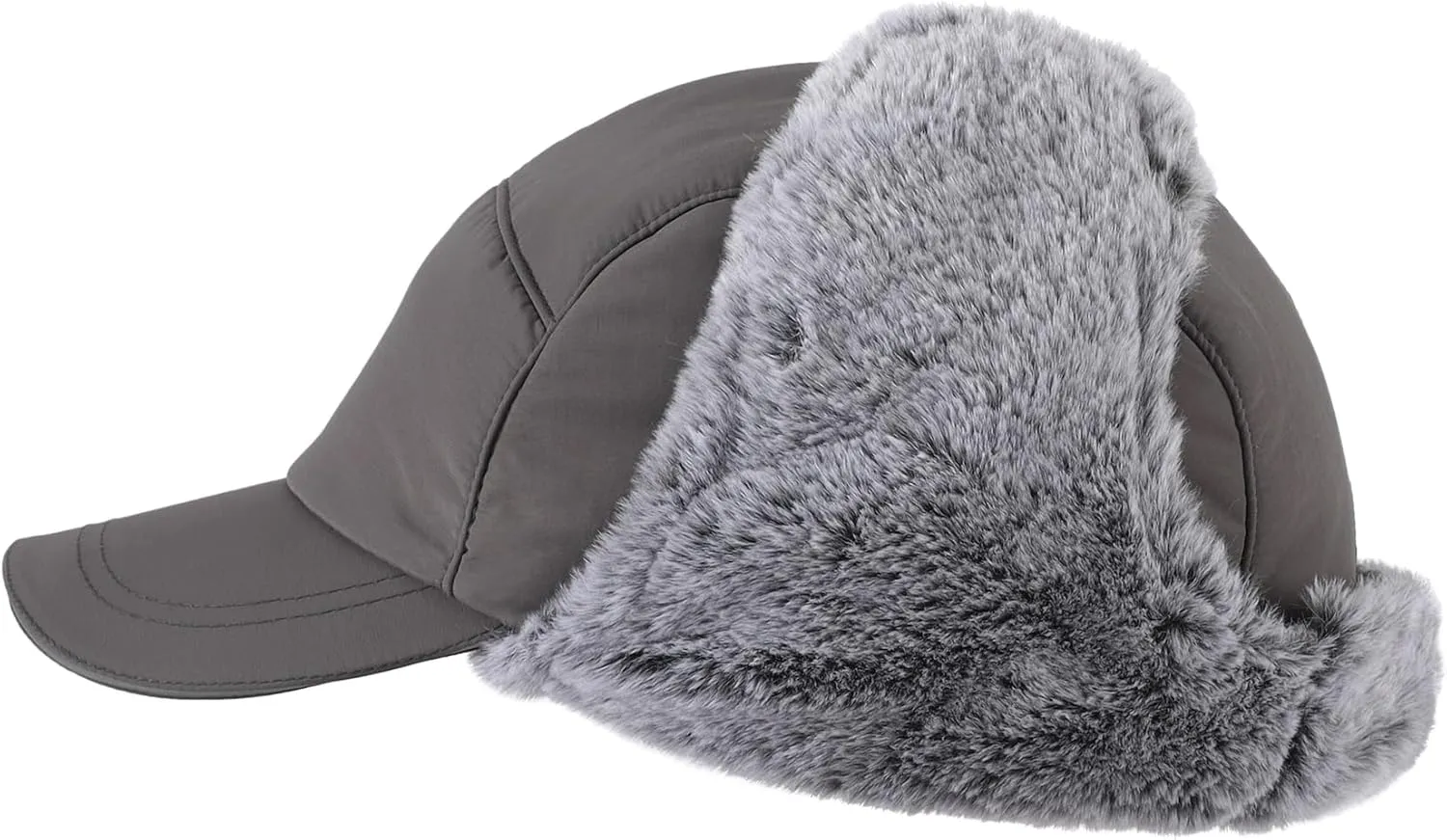 Home Prefer Faux Fur Trooper Trapper Hat for Men Warm Mens Winter Hat with Earflaps Ushanka Hunting Hat Reflective Brim