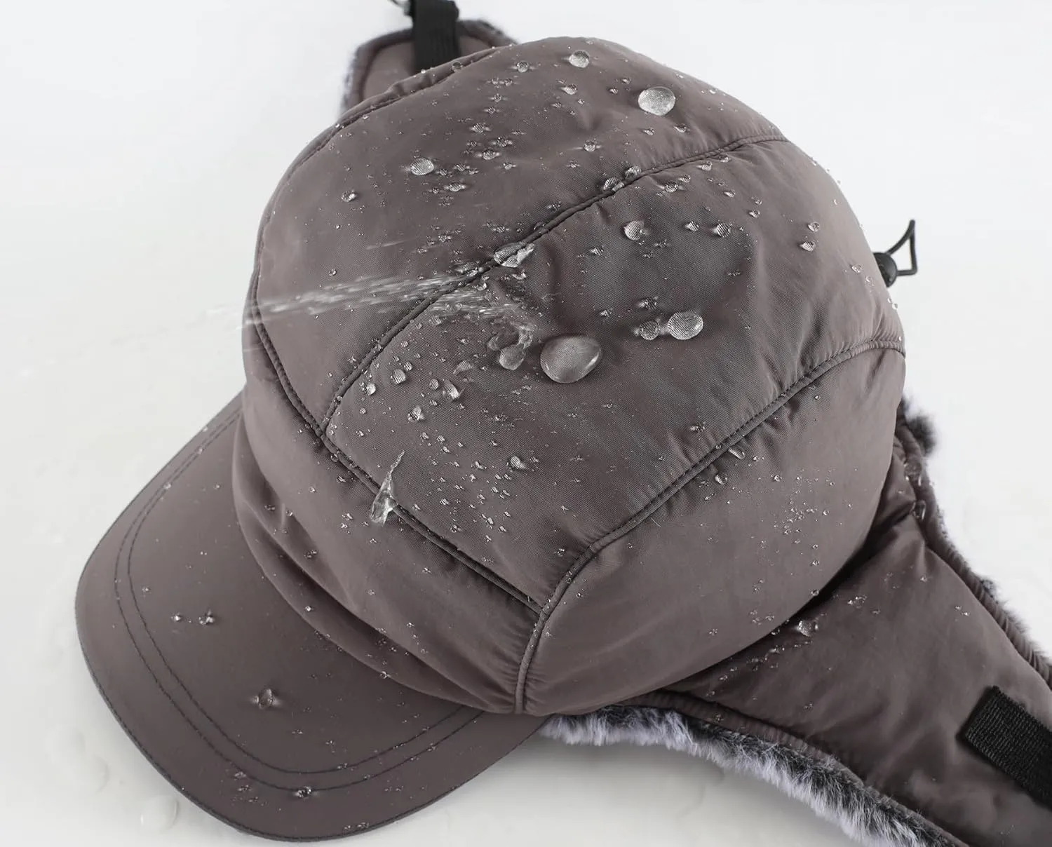 Home Prefer Faux Fur Trooper Trapper Hat for Men Warm Mens Winter Hat with Earflaps Ushanka Hunting Hat Reflective Brim