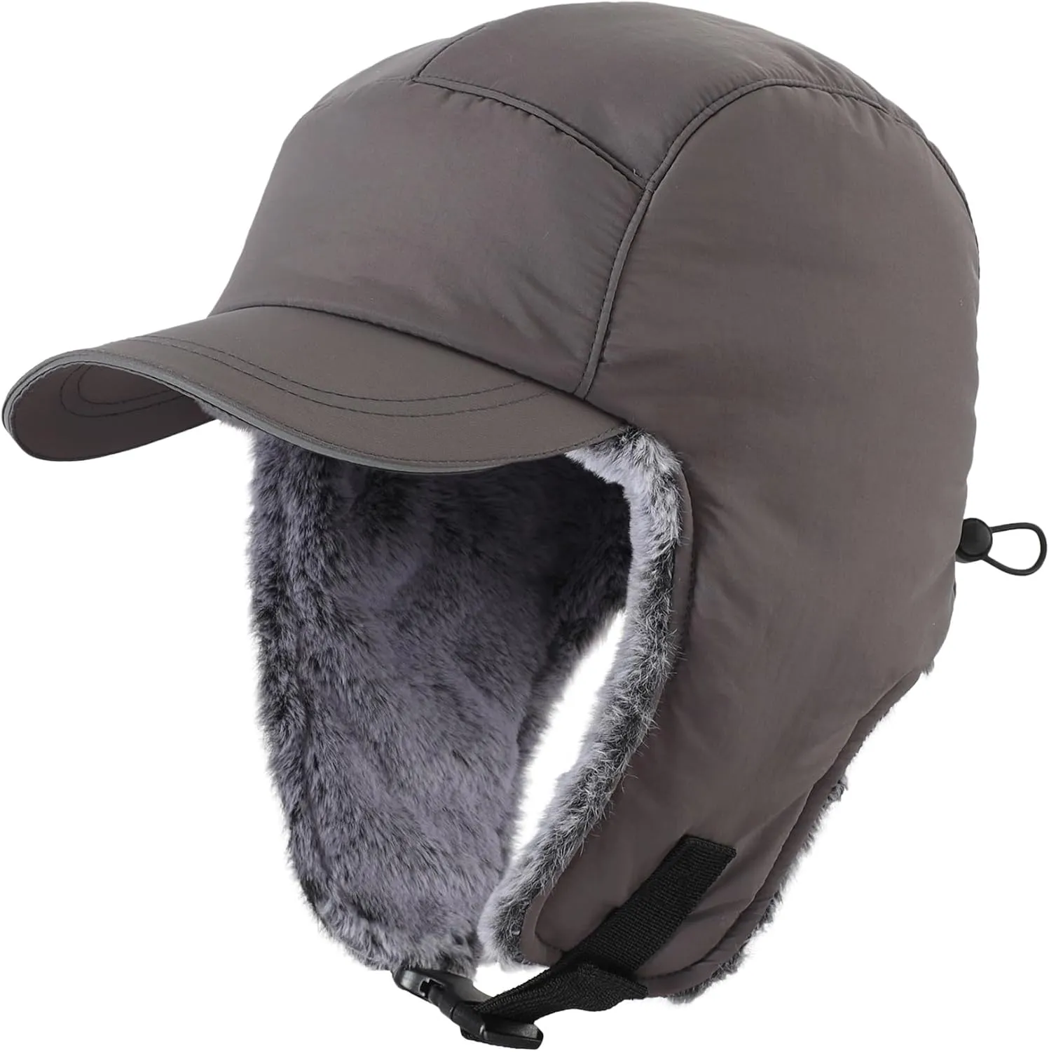 Home Prefer Faux Fur Trooper Trapper Hat for Men Warm Mens Winter Hat with Earflaps Ushanka Hunting Hat Reflective Brim