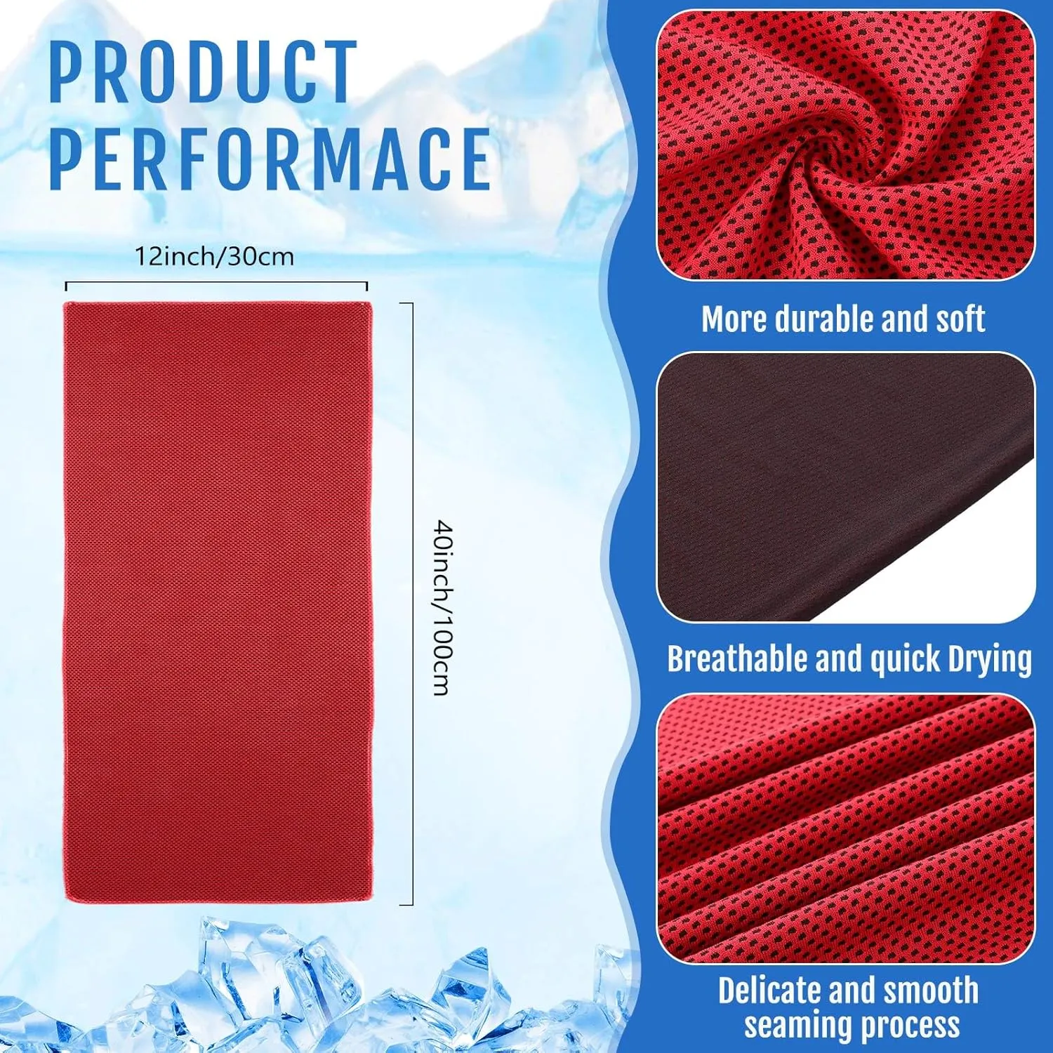 Hosuly 15 Pack Cooling Towels 40" x 12" Cooling Towels for Neck and Face Iced Towel Microfiber Soft Breathable Chilly Yoga Towel for Hot Weather (Red)