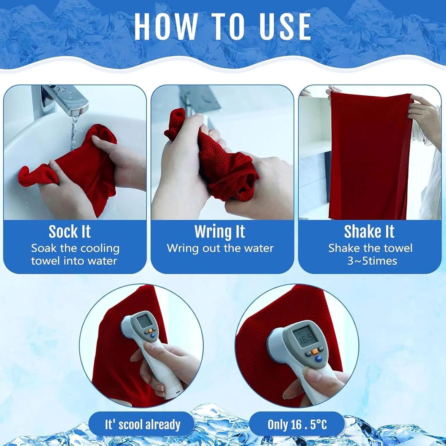 Hosuly 15 Pack Cooling Towels 40" x 12" Cooling Towels for Neck and Face Iced Towel Microfiber Soft Breathable Chilly Yoga Towel for Hot Weather (Red)