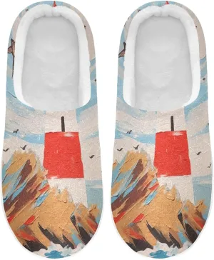House Fuzzy Slippers Lighthouse Ocean Seagull Anti-Slip Warm Shoes for Womens & Men 20853274