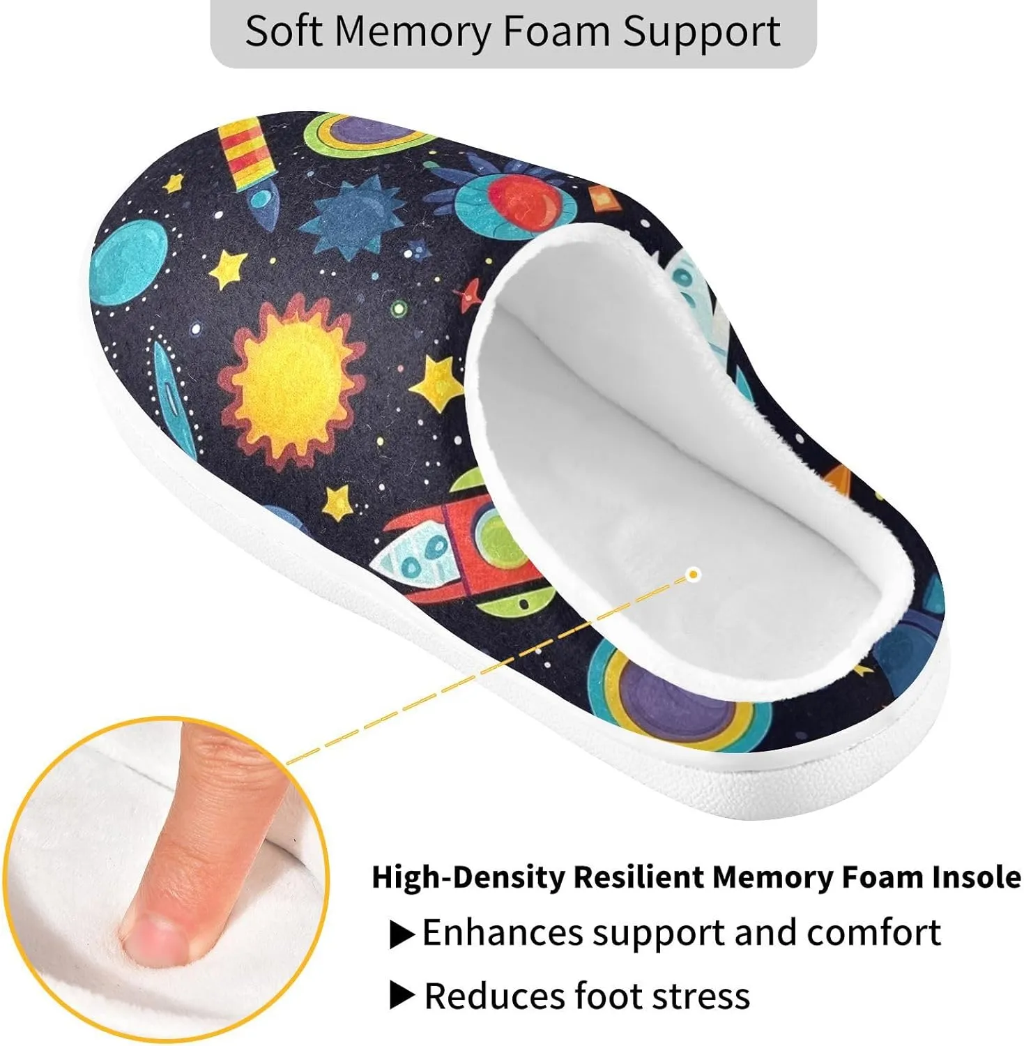 House Fuzzy Slippers Planet Space Rocket Anti-Slip Warm Shoes for Womens & Men 20848873