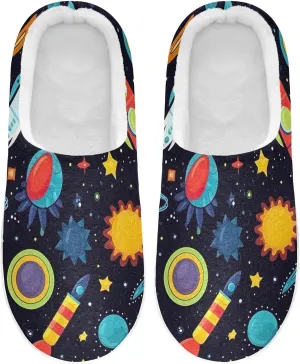 House Fuzzy Slippers Planet Space Rocket Anti-Slip Warm Shoes for Womens & Men 20848873