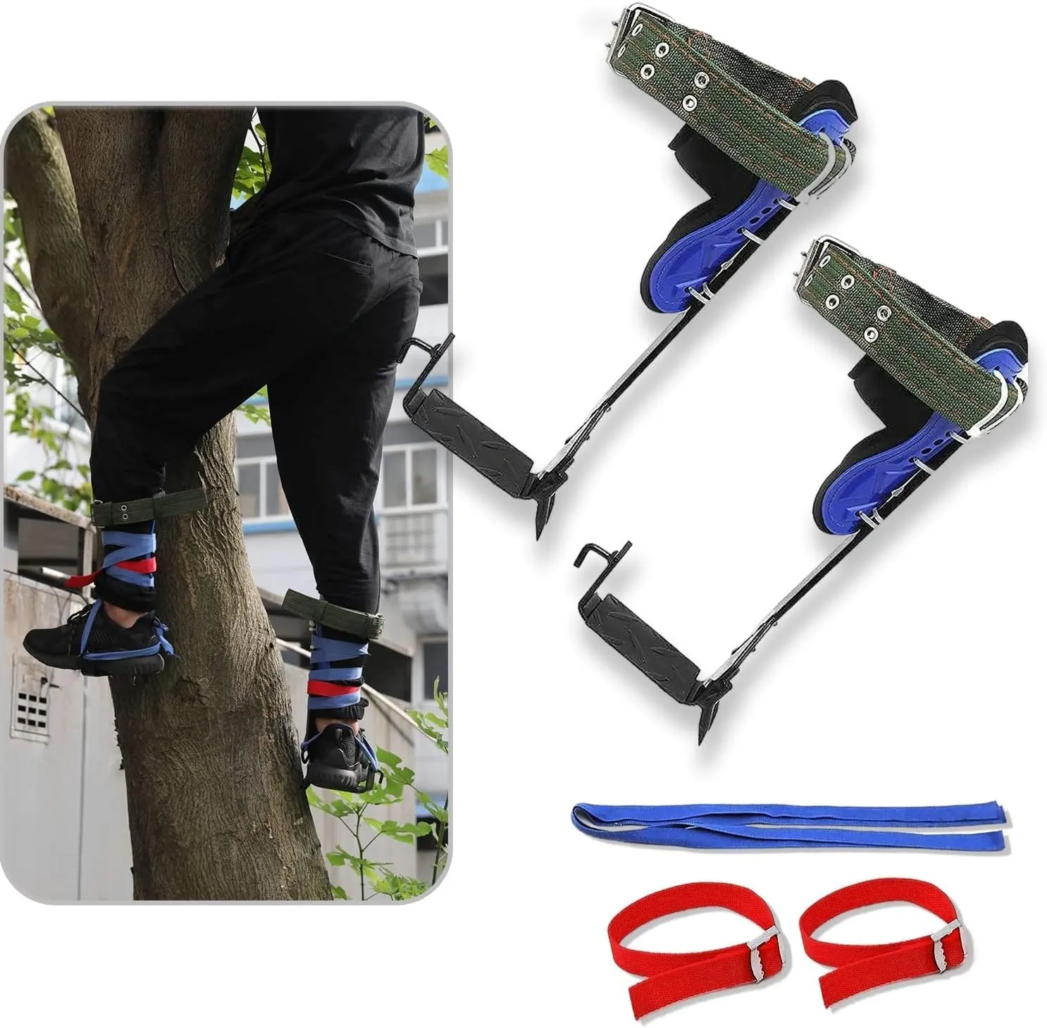 HTTMT- Tree Climbing Spike Set Safety Adjustable Belt Lanyard Rope Rescue Belt 2 Gears [P/N: ET-OUTDOOR002-RAW]