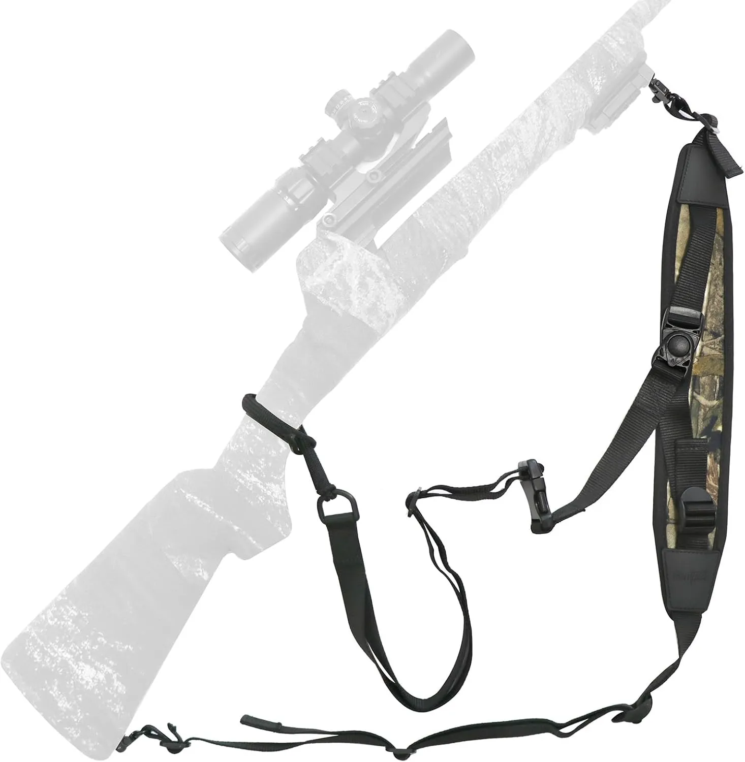 HUNTPAL Crossbody Style Hands-Free Gun Sling for Rifle Shotgun Crossbow, Comfortable Neoprene Padded Hunting Sling with Swivels, Universal Convenience Quick Adjustable Shoulder Strap