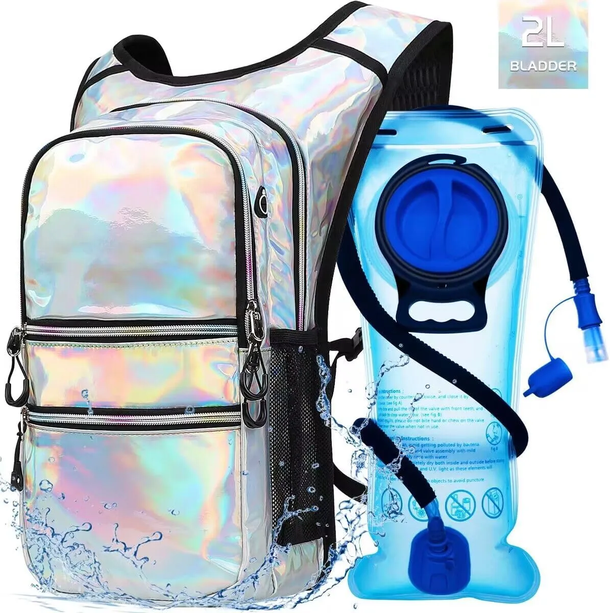 Hydration Backpack Pack, Water Backpack 20L Capacities Included 2L Hydration Bladder, Festival Essential - Rave Hydration Pack Hydropack Hydro for Hiking, Running, Biking, Festival Gear
