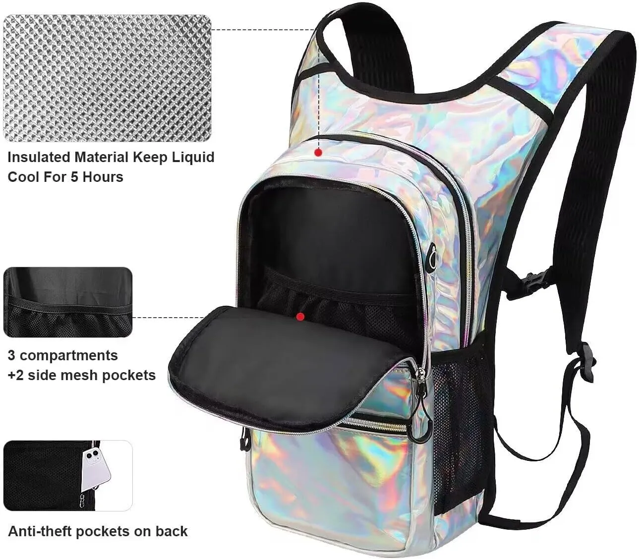 Hydration Backpack Pack, Water Backpack 20L Capacities Included 2L Hydration Bladder, Festival Essential - Rave Hydration Pack Hydropack Hydro for Hiking, Running, Biking, Festival Gear