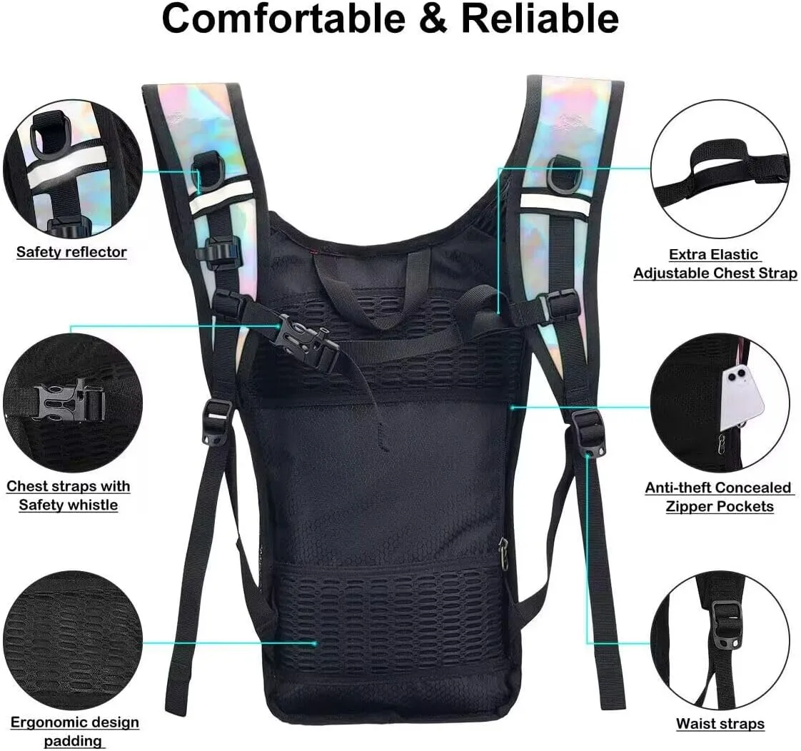 Hydration Backpack Pack, Water Backpack 20L Capacities Included 2L Hydration Bladder, Festival Essential - Rave Hydration Pack Hydropack Hydro for Hiking, Running, Biking, Festival Gear