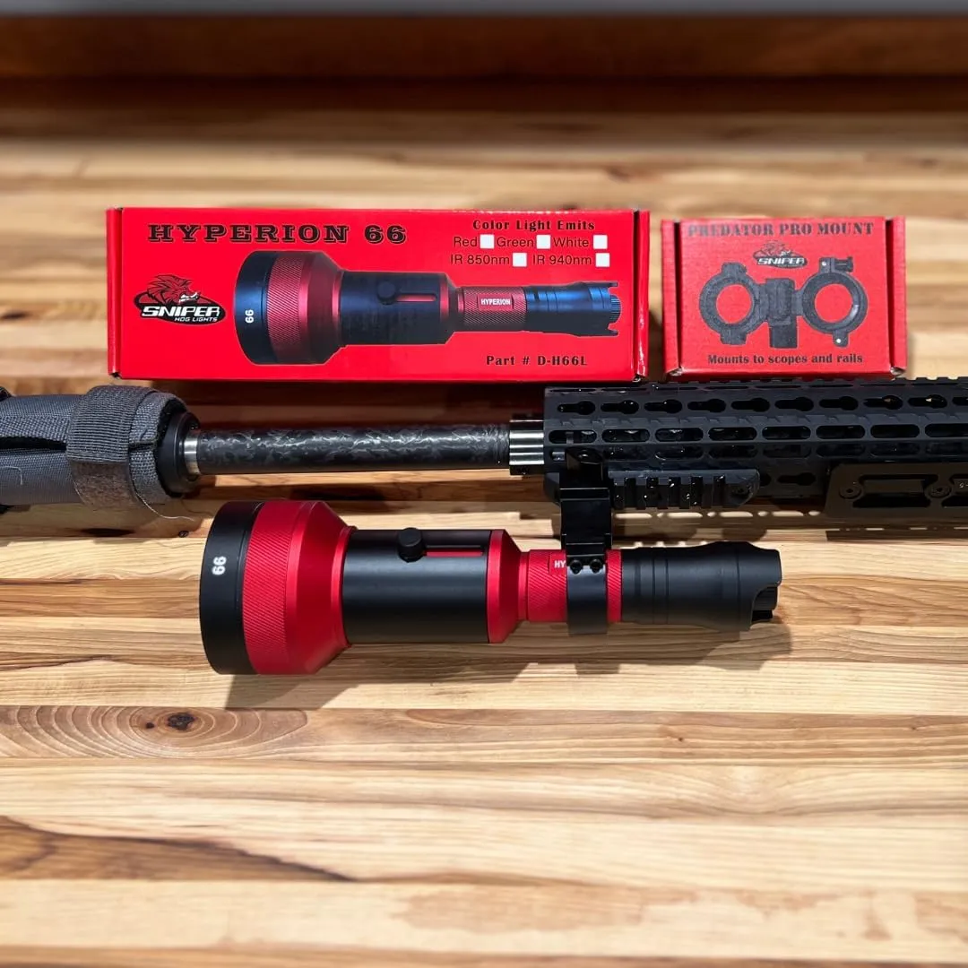 Hyperion 66 Gun Hunters Package with IR 850nm & White, Red & Green LED Light Modules, Waterproof Case and Predator Pro Mount, Long Range Light for Night Time Predator, Hog and Coyote Hunting
