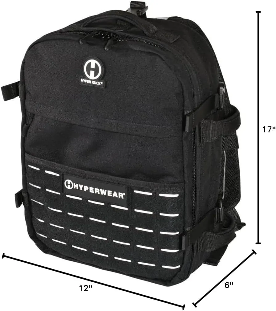 HYPERWEAR Hyper Ruck, 20L Rucking Backpack with 3 Rucking Weight Plate/Laptop Sleeves