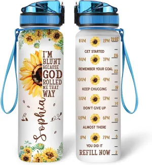 Hyturtle Personalized Sunflower Water Bottle - 32oz Motivational Water Bottle with Leak-Proof Lid Time Marker - Custom Name Sunflower Gifts for Women, Sunflower Lovers On Birthday Christmas