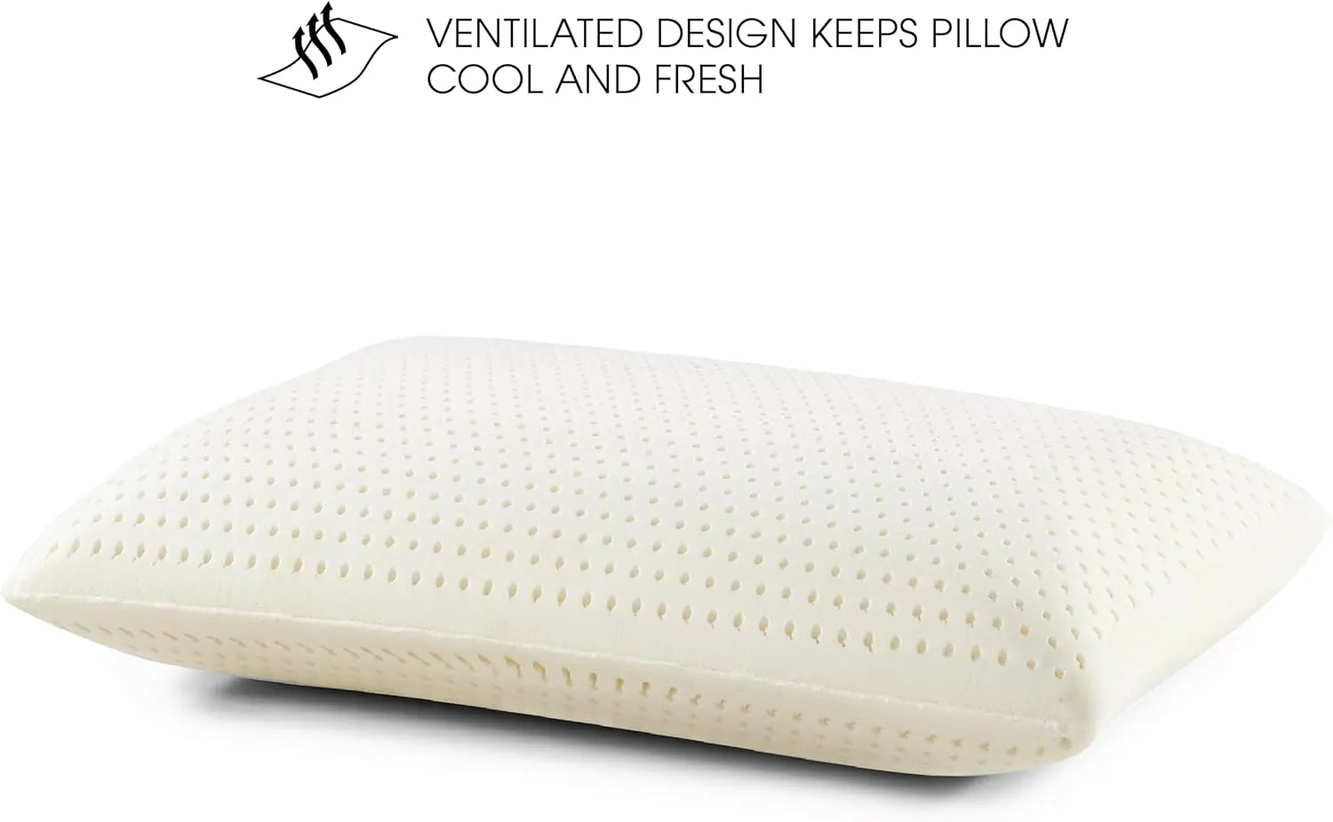 I AM Natural Talalay Latex Medium Support Bed Pillow for Sleeping, Removable and Breathable 100% Cotton Cover, Queen, White