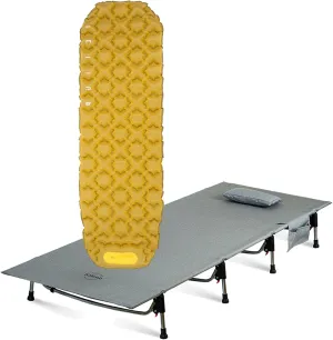 iClimb 1 Air Sleeping Pad and 1 Super Easy Assemble Cot Bundle, Ultralight Compact for Adults Outdoor Camping Backpacking Hiking