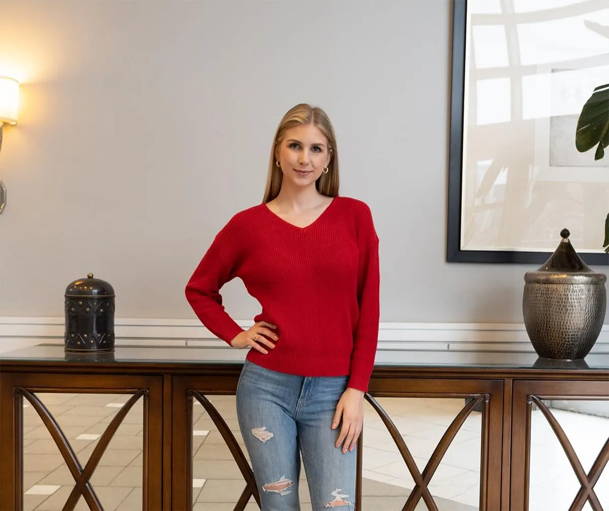 II ININ Women's Fall Sweater 2024 Long Sleeve Tops Fashion Outfits Trendy Casual V Neck Oversized Pullover Sweaters