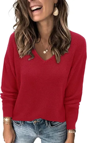 II ININ Women's Fall Sweater 2024 Long Sleeve Tops Fashion Outfits Trendy Casual V Neck Oversized Pullover Sweaters