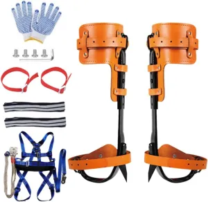 iMeshbean Tree Climbing Spikes Set,Adjustable Pole Climbing Spurs Steel Climbing 2 Gears,Tree Climbing Tool Climbing Spikes Tool for Climbing Trees, Picking Fruit and Outdoor Jungle Survival