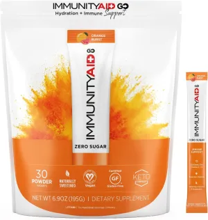 Immunity AID GO! Zero Sugar Immunity   Hydration Packet, Vitamin C, Echinacea, Zinc, Astragalus Root, Vegan & Gluten-Free, Naturally Sweetened, No Caffeine, 30 Count (Pack of 1)