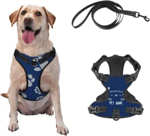 Indianapolis Dog Harness,Customize Adding A Puppy Name Dog Strap, Soft Padded Dog Vest Harness with Reflective Stripes,Suitable for Most Dogs(Including Pet Traction Rope)