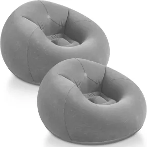 Inflatable Bean Bag Chairs - Blow Up Camping Chairs, Lazy Sofa, Folding Portable Chair for Living Room, Bedroom, Reading Room (Dark Gray, 2 Pcs)