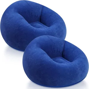 Inflatable Bean Bag Chairs Blow up Chairs Camping Chairs Inflatable Lazy Sofa Folding Portable Inflatable Chair for Living Room Bedroom Reading Room(Dark Blue,2 Pcs)