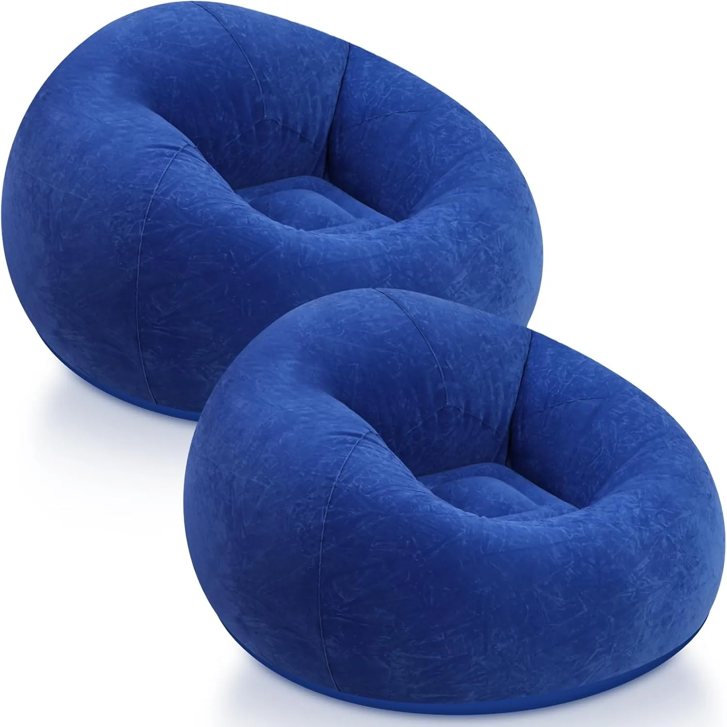 Inflatable Bean Bag Chairs Blow up Chairs Camping Chairs Inflatable Lazy Sofa Folding Portable Inflatable Chair for Living Room Bedroom Reading Room(Dark Blue,2 Pcs)