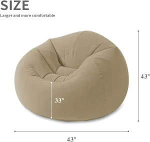 Inflatable Deck Chair with Air Pump, Lounger Sofa for Indoor Living Room Bedroom, Chaise Lounges (Khaki)