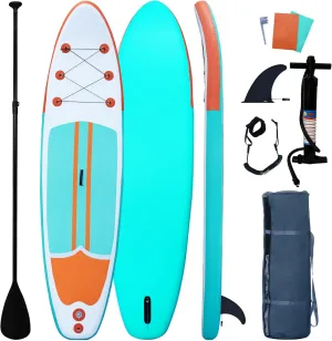 Inflatable Paddle Boards Stand Up Paddleboard Wide Stable with Premium SUP Paddle Board Accessories for All Skill Levels with Fins, Adjustable Paddle, Pump, Backpack, Leash