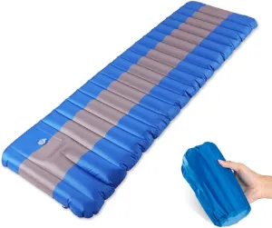 Inflatable Sleeping Mat Foot Pump Sleeping Pad, Folding Single Inflatable Sleeping Pad, Ultralight Camping Mat Portable Camping Mat for Camping, Hiking, Beach and Grass Trips