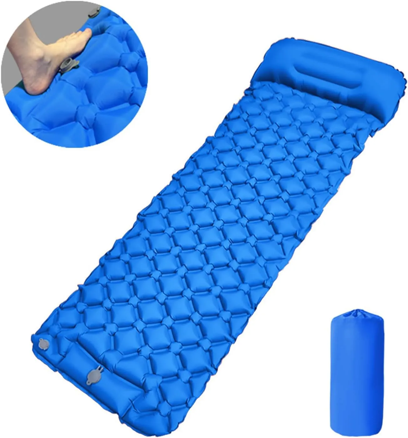 Inflatable Sleeping Pad with Pillow Backpacking Camping Air Mattress Outdoor Camping Sleeping Mat Folding Sleeping Pad