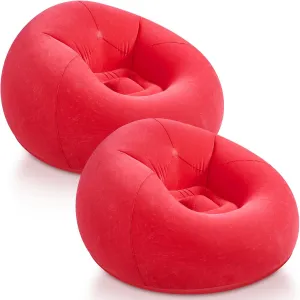 Inflatable Sofa Bean Bag Lounge Chair Lazy Sofa Folding Portable Chair for Living Room Bedroom Balcony Reading Room (Red, 2 Pcs)