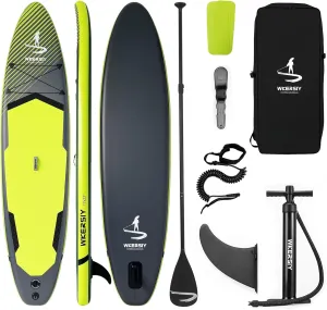 Inflatable Stand Up Paddle Board, 11' x 32" x 6" Multi-Functional SUP Board with Inflatable Paddle Board Accessories Suitable for Paddling, Yoga on Water, Surfing, Kayaking