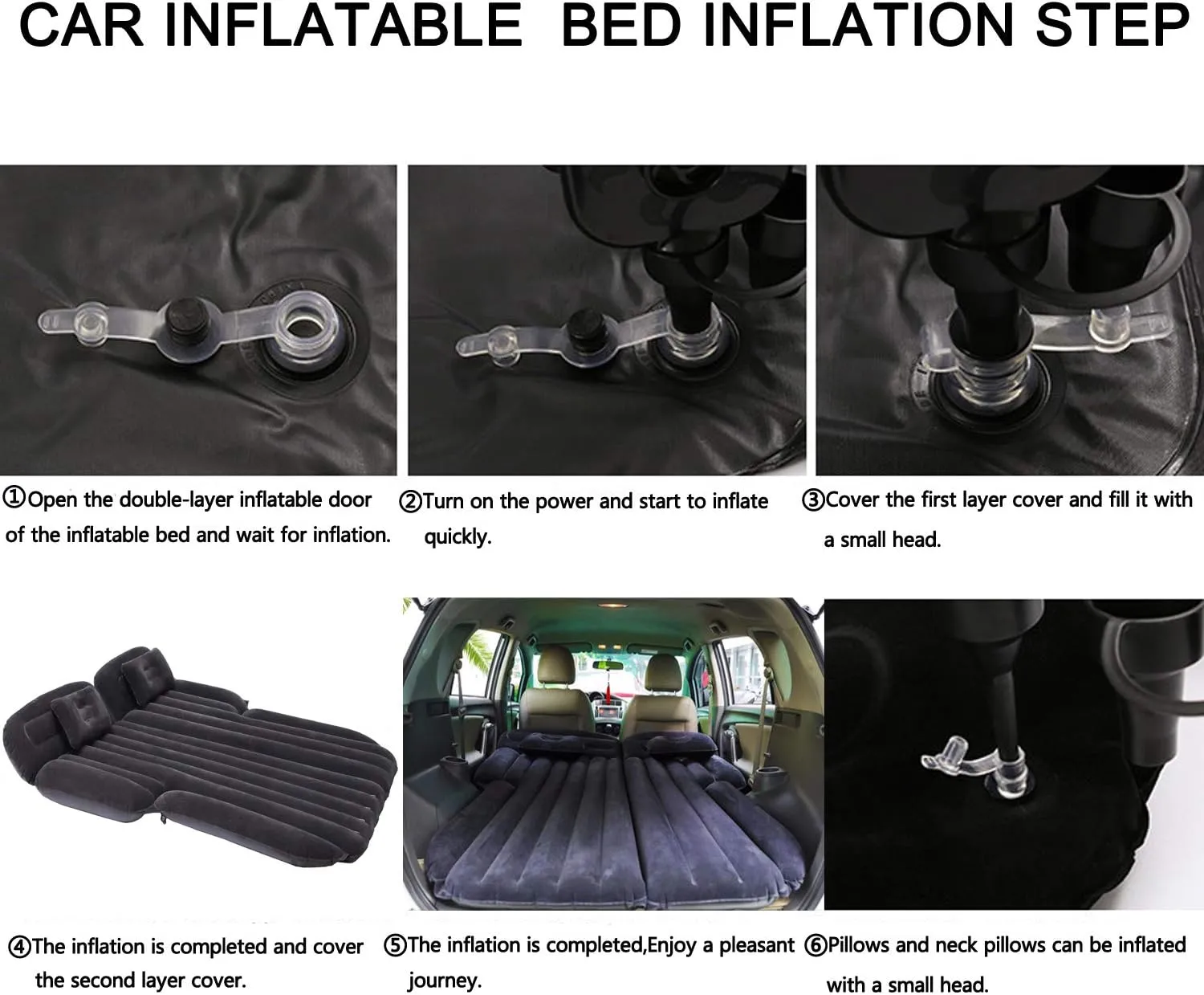 Inflatable SUV Air Mattress Thickened Car Travel Camping Air Mattress Blow Up Bed,Truck Mattress,Portable Car Sleeping Bed for Universal SUV