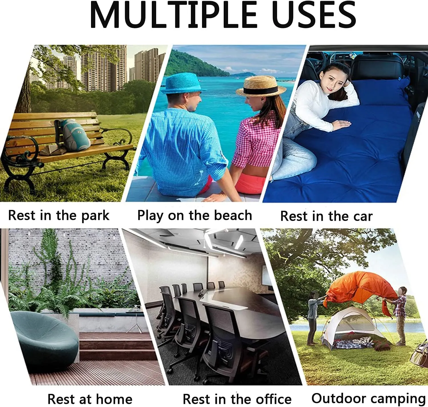 Inflatable SUV Air Mattress Thickened Car Travel Camping Air Mattress Blow Up Bed,Truck Mattress,Portable Car Sleeping Bed for Universal SUV