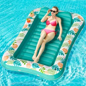Inflatable Tanning Pool Lounger Float, Stonful 75" x 51" Pool Floats Adult with Pillow & Cup Holder, 4 in 1 Water Filled Inflatable Sun Tan Tub Tanning Bed Mat for Swimming Pool Backyard Beach (XL)