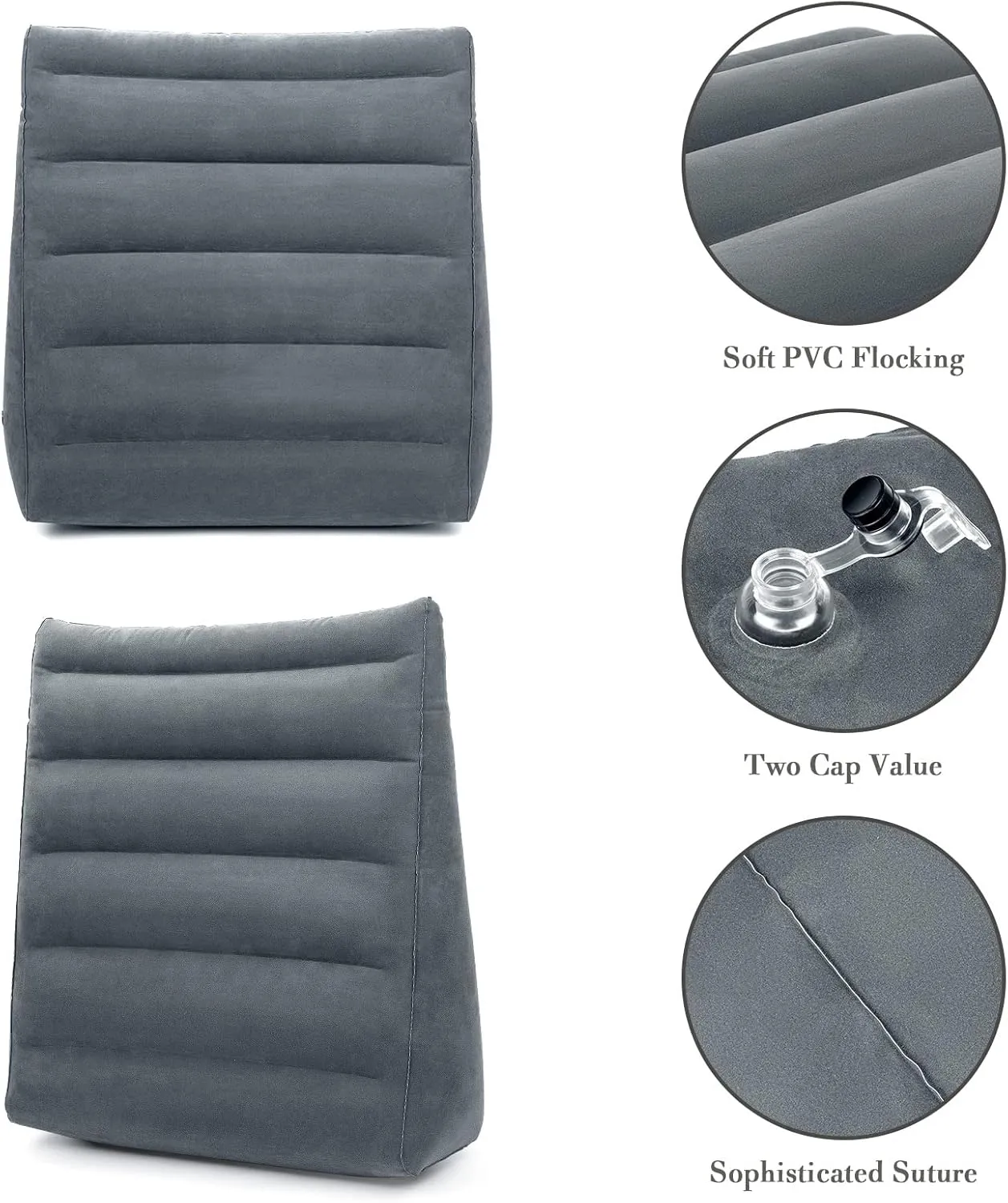 Inflatable Wedge Pillow, Portable Travel Wedge Pillow, Fast Inflation & Deflation Inflatable Wedge Pillows for Travel, Blow Up Wedge Pillow Suitable for Travel Home Sleeping Back Knee Bed
