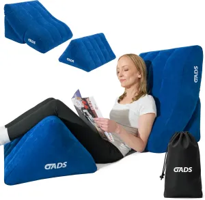 Inflatable Wedge Pillow Set - Inflatable Bed Wedge for Sleeping, Swollen Legs, and Travel - Compact Blow-Up Leg Pillow for Elevation