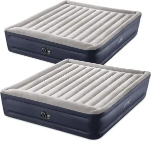 Intex 2 Pack Dura Beam Plus Deluxe Airbed, Inflatable Blow Up Portable Air Mattress with Built-in Internal Air Pump, King-Sized Bed
