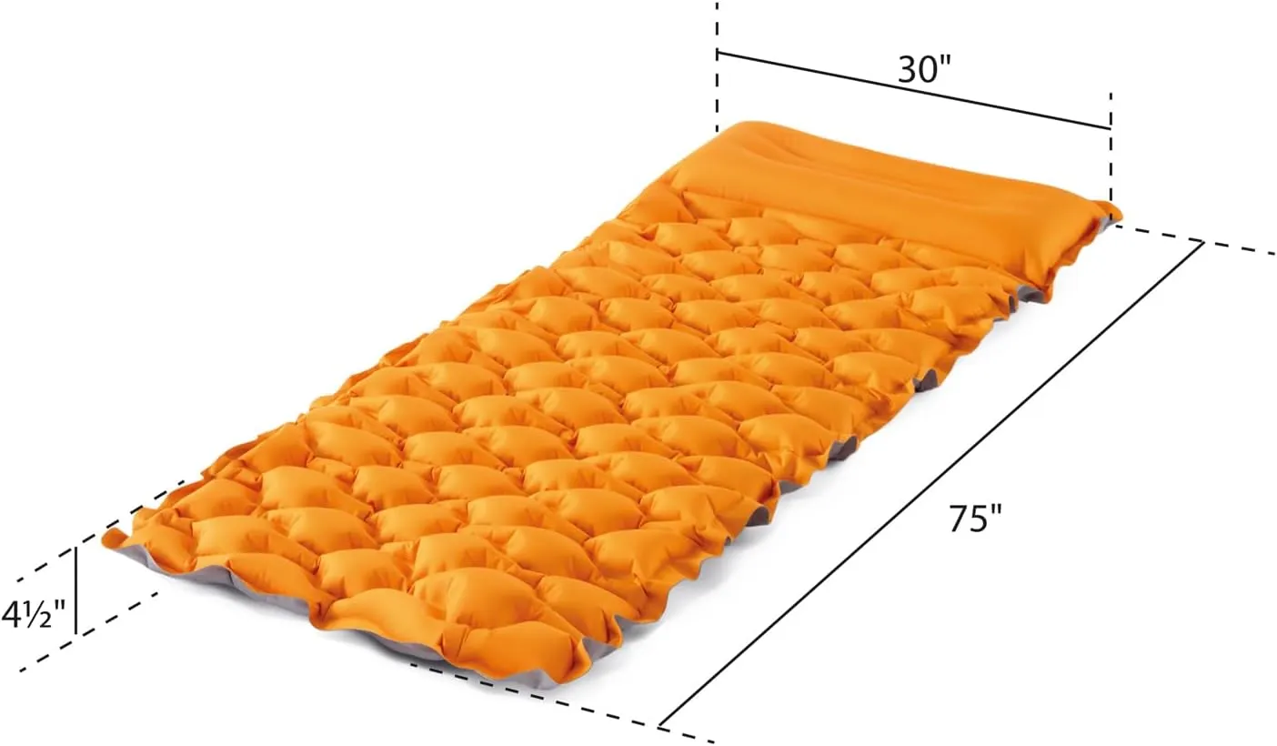 Intex 64098EP TruAire Inflatable Camping Pad: Durable Outdoor Use - Ultra-Lightweight and Compact - Cushioned Surface - Built-in Pillow - 28" x 75"