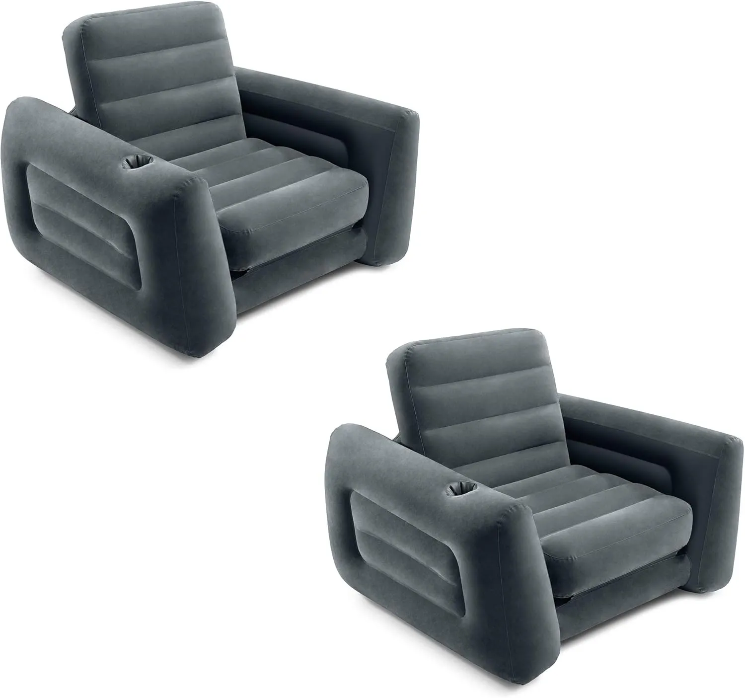 INTEX 66551EP Inflatable Pull-Out Sofa Chair Sleeper that works as an Air Bed Mattress, Twin Sized (2 Pack)