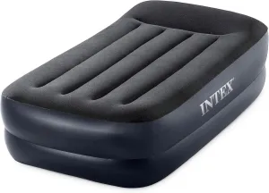 INTEX Raised Airbed Mattress with Built-in Pump, Dura-Beam Plus Pillow, Twin - Portable Inflatable Luxury Blow-Up Bed for Adults, Camping, Guests