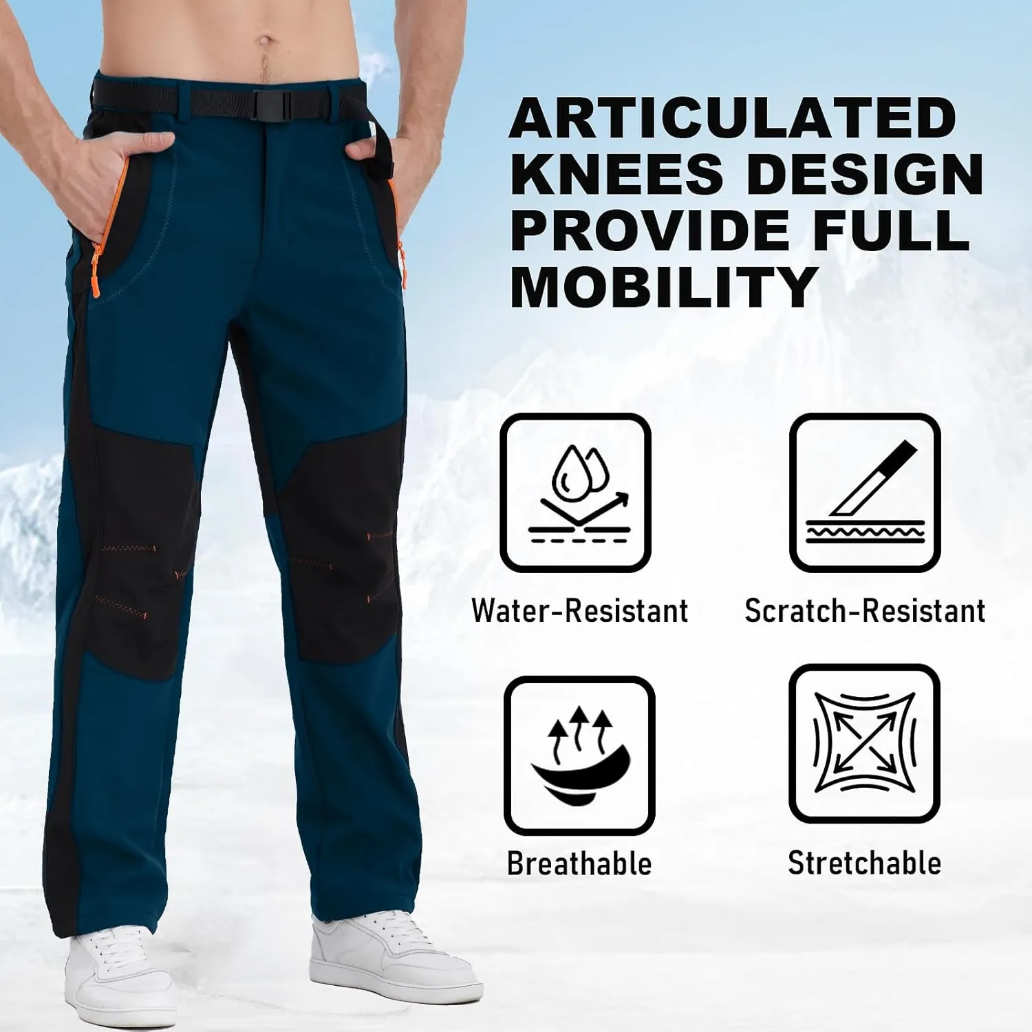 INYO Men's Snow Ski Hiking Pants, Outdoor Mountain Climbing Skiing Camping Pants