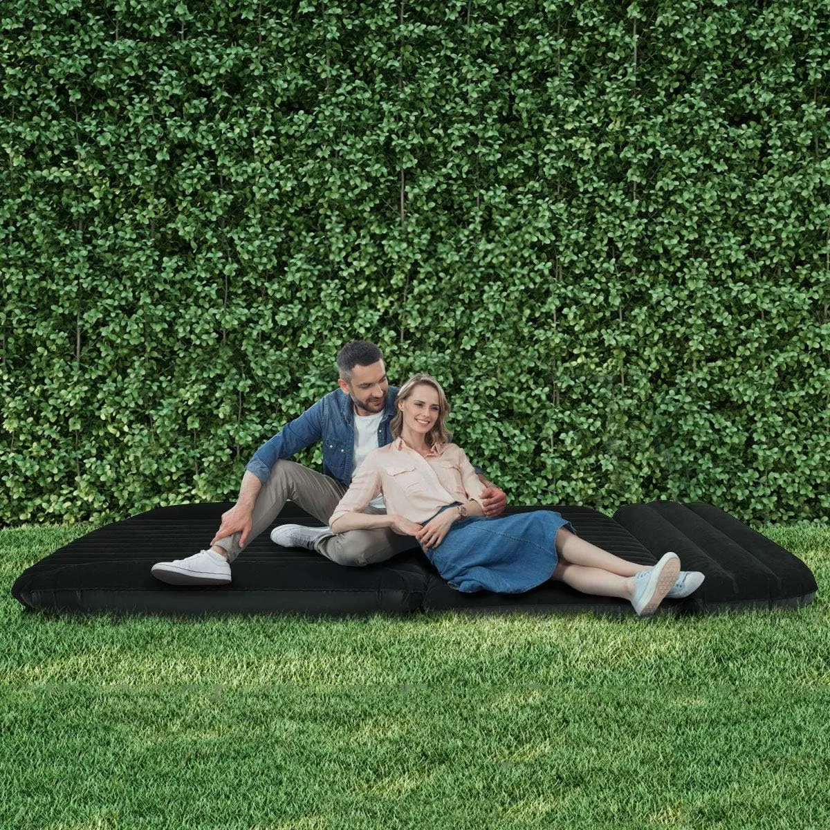 IRONMAX Inflatable Car Bed, Thickened Double-Sided SUV Air Mattress Back Seat w/Pillow, Electric Air Pump & Flocking Surface, Portable Car Sleeping Pad, Truck Air Mattress for Camping, Home, Travel