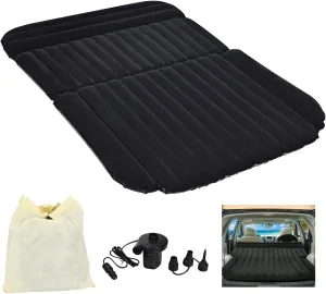 IRONMAX Inflatable Car Bed, Thickened Double-Sided SUV Air Mattress Back Seat w/Pillow, Electric Air Pump & Flocking Surface, Portable Car Sleeping Pad, Truck Air Mattress for Camping, Home, Travel
