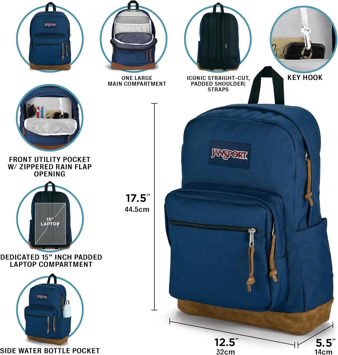 JanSport Right Pack Backpack - Durable Daypack with Padded 15" Laptop Sleeve, Spacious Main Compartment & Integrated Water Bottle Pocket - Subtle Skull