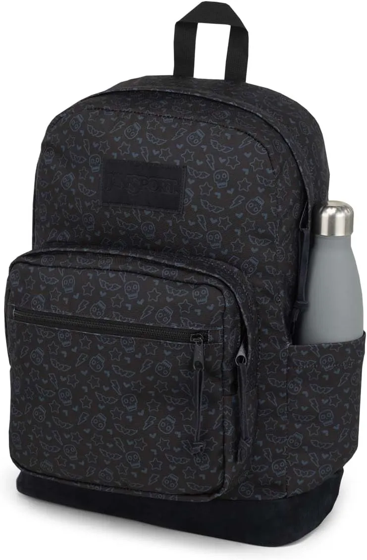 JanSport Right Pack Backpack - Durable Daypack with Padded 15" Laptop Sleeve, Spacious Main Compartment & Integrated Water Bottle Pocket - Subtle Skull