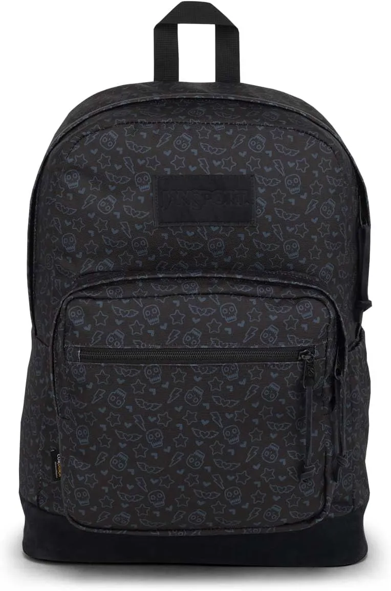 JanSport Right Pack Backpack - Durable Daypack with Padded 15" Laptop Sleeve, Spacious Main Compartment & Integrated Water Bottle Pocket - Subtle Skull